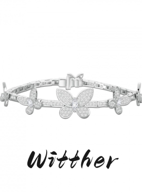 Witthe原创满钻缱绻蝴蝶手链高级感蝴蝶钻石手链手镯女925纯银