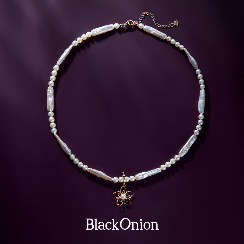 Black Onion高级珍珠系列 设计款玉兰花珍珠项链高级感轻奢小众