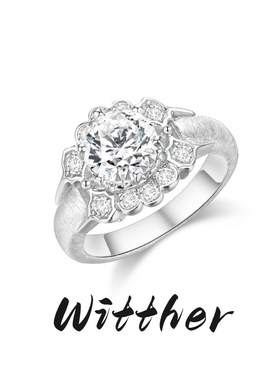 Witther原创小众设计满钻拉丝戒指女钻戒婚戒小众轻奢高级指环ins