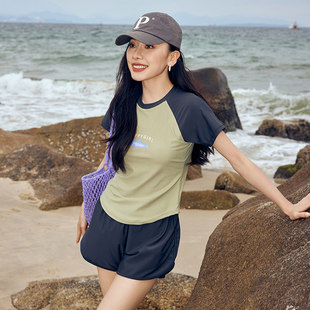 大码分体泳衣女胖mm200斤保守竞速游泳衣平角游泳馆专用学游泳