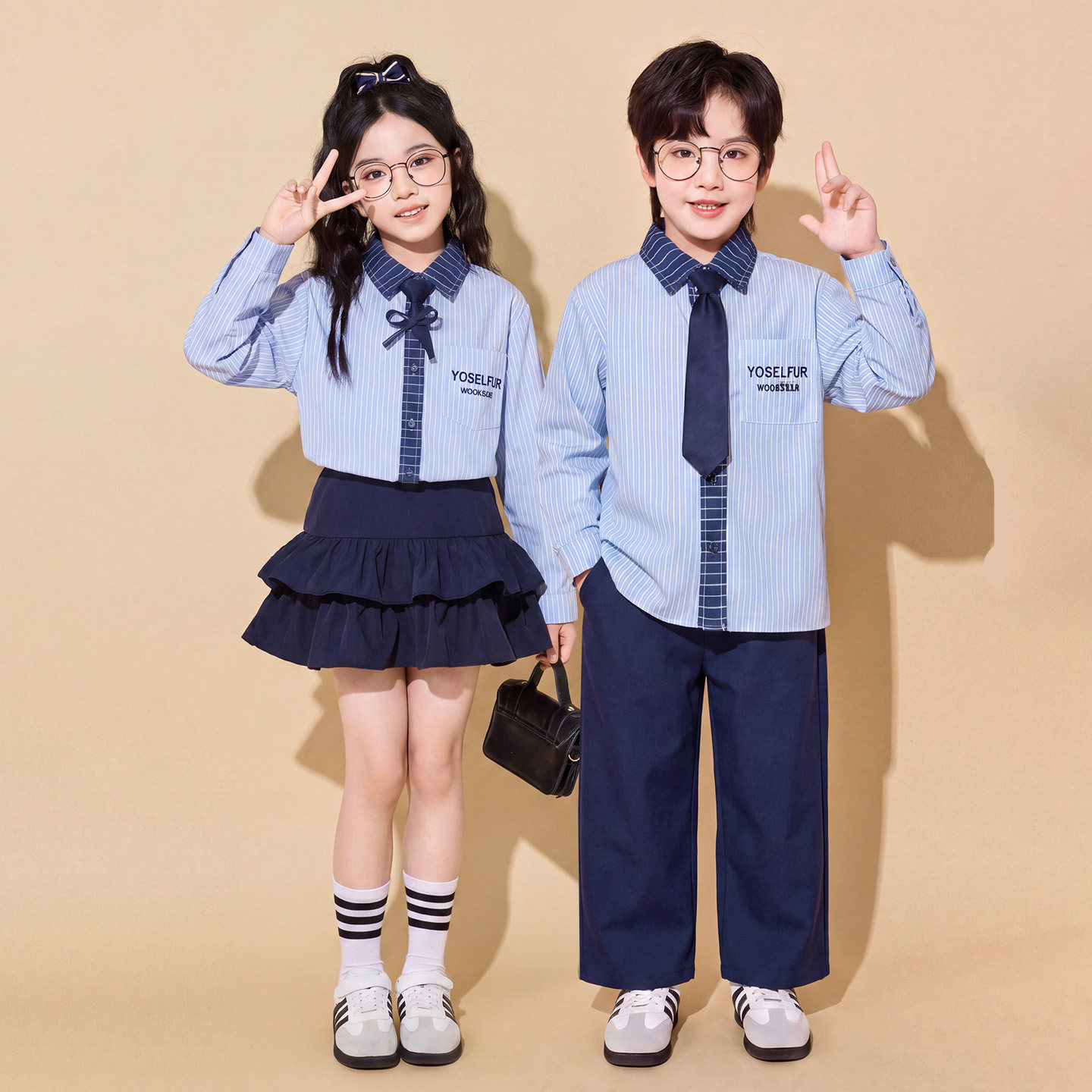 国庆儿童合唱演出服小学生朗诵表演服装学院风jk制服套装女童班服