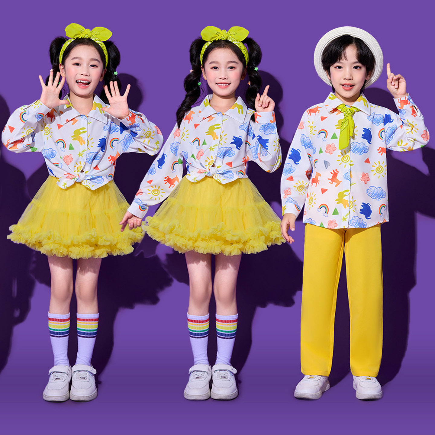 拉拉队团体表演服小学生青春活力舞蹈幼儿园男童儿童合唱团演出服