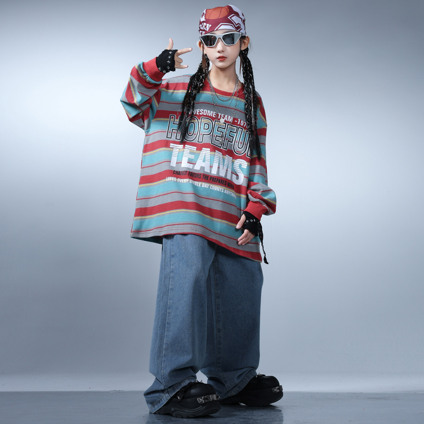 街舞儿童潮服男童hiphop演出服女童嘻哈美式复古条纹卫衣酷帅套装,童装/婴儿装/亲子装,儿童演出服,淘宝优惠券,粉丝福利购,淘宝优惠卷