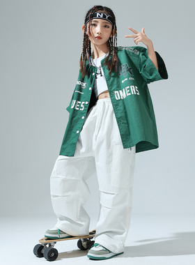 中大女童街舞潮酷穿搭locking衣服儿童爵士舞服装嘻哈风炸街男童