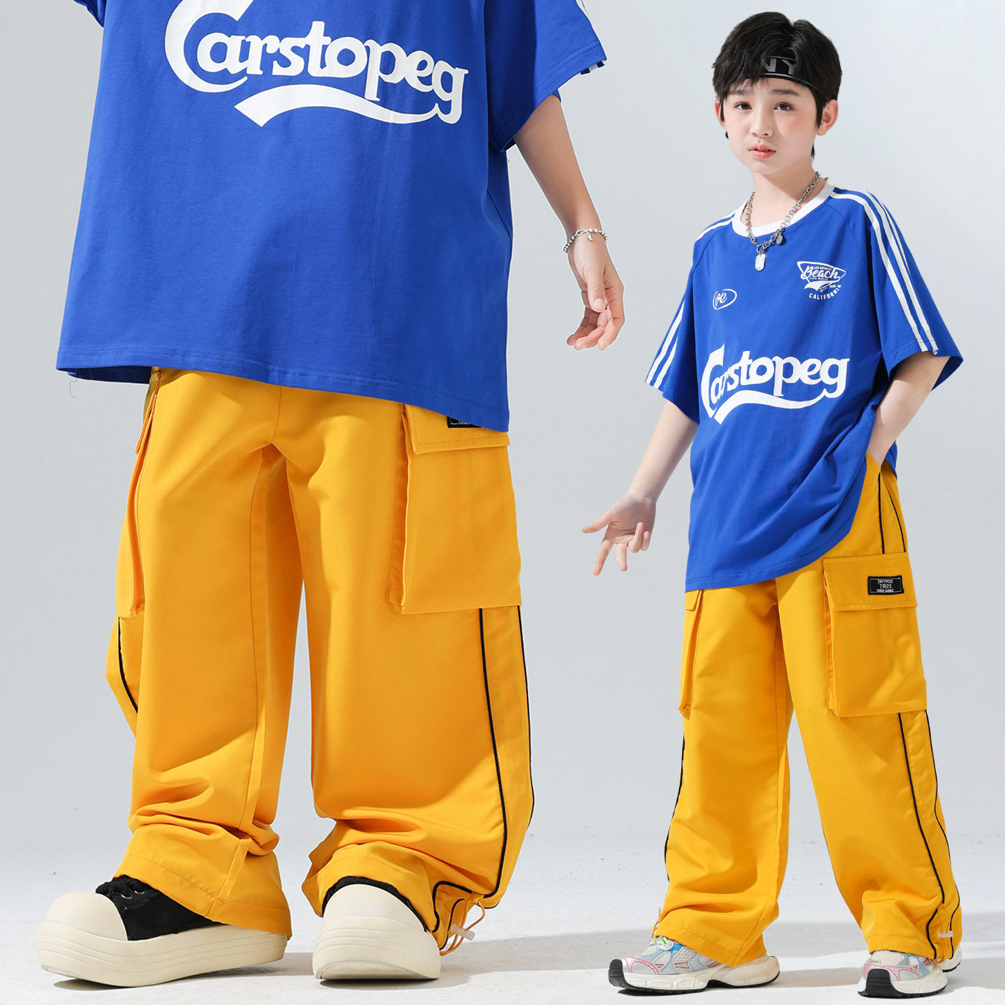 黄色裤子女童hiphop街舞穿搭男童