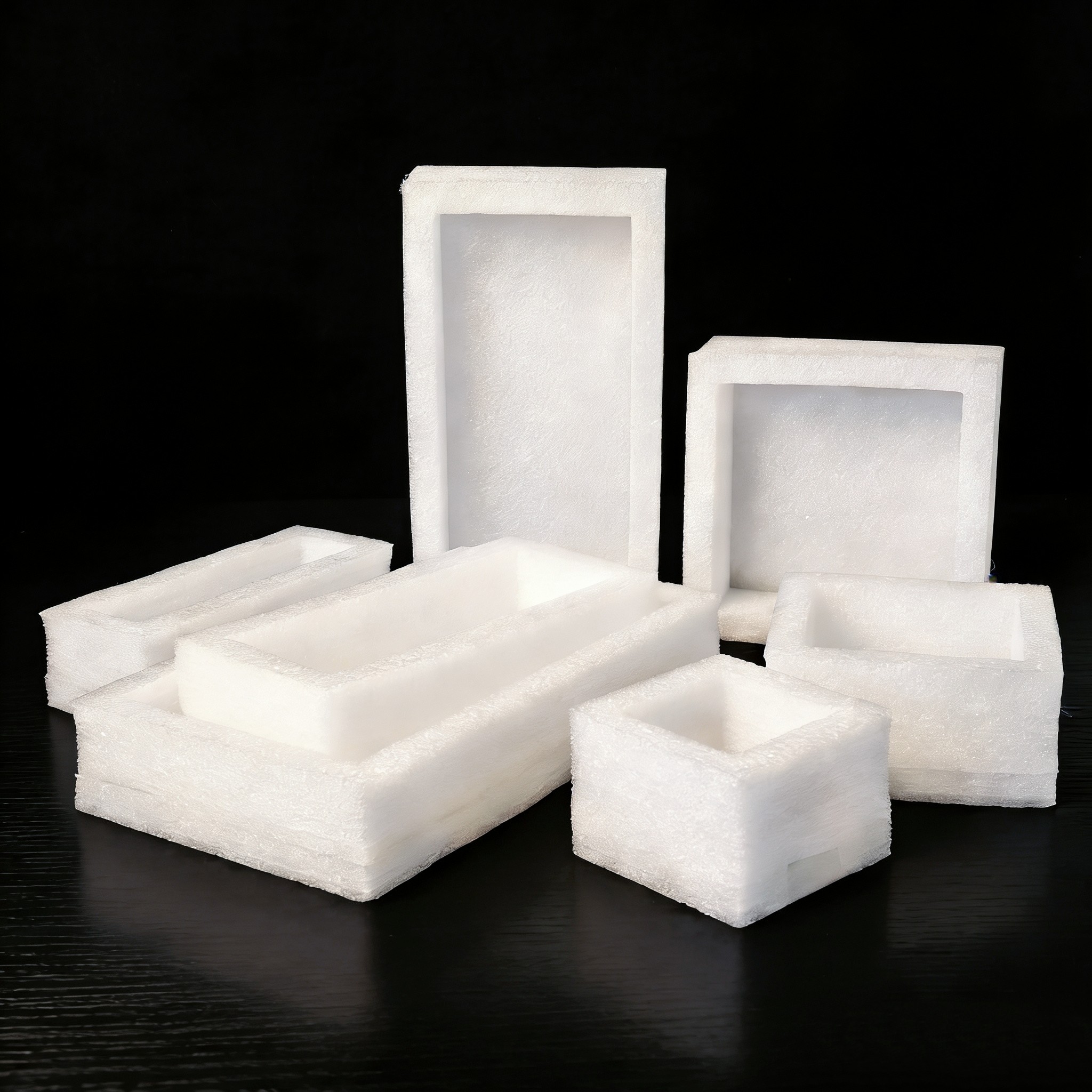 2EPE珍珠棉异型材内衬泡沫盒圆孔型快递酒瓶包装礼盒植绒衬垫泡棉