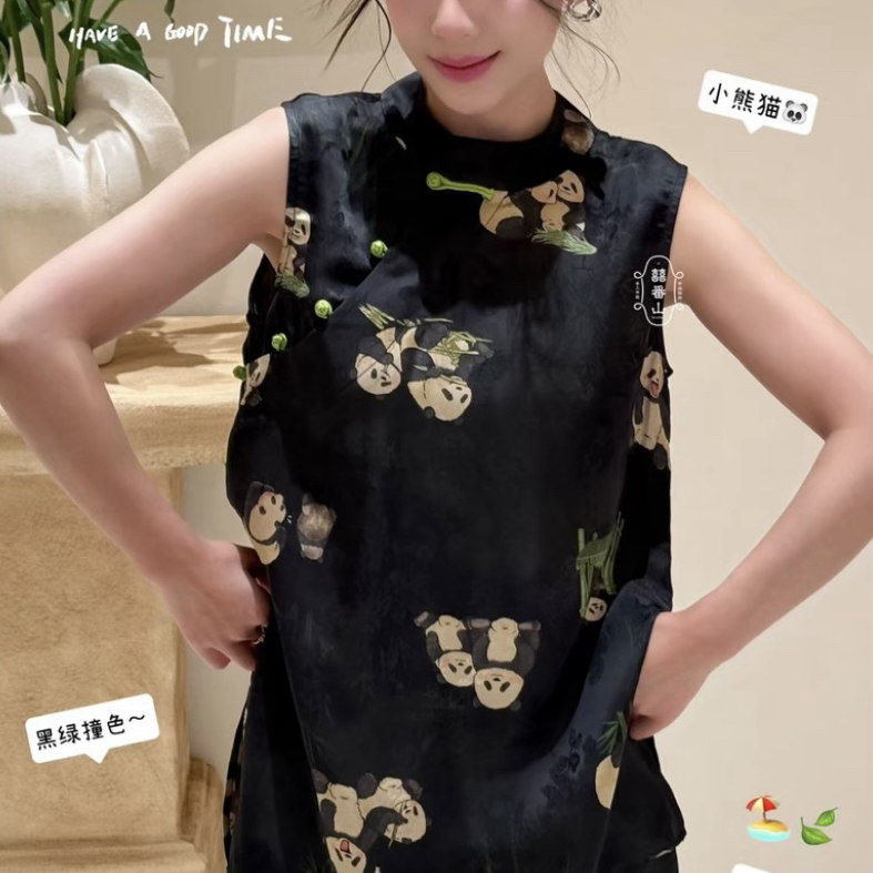 夏上新新中式优雅国风真丝香云纱马甲+短裤套装