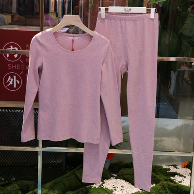 三针新款内衣女士薄舒绒花纱纯色保暖套装秋衣秋裤保暖套装T16102