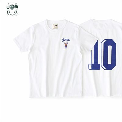 十贰码Leredita梅西巴萨10号纯棉210克复古针织圆领短袖T恤合体版