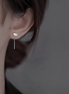 925纯银银杏耳线养耳洞耳饰轻奢小众纯银甜美耳饰女爆款M06435