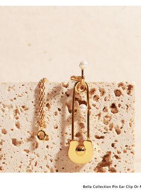 【theC】设计师品牌贝拉系列黄铜镀18K金别针耳夹项链两用款