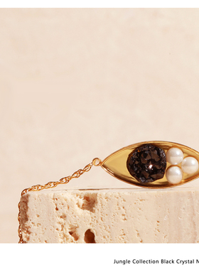 【theC】小众设计师品牌丛林系列925银镀18K金眼睛水晶珍珠项链