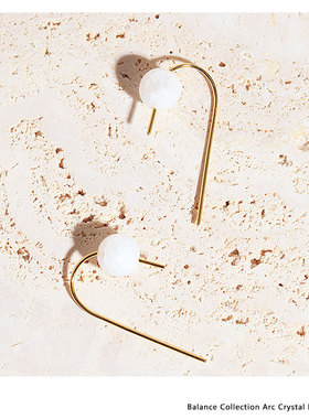 theC平衡力系列925银镀18k金白晶石耳环