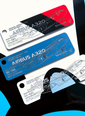 Airlinertags蓝精灵联名布鲁塞尔空客A320飞机蒙皮钥匙扣文创挂件