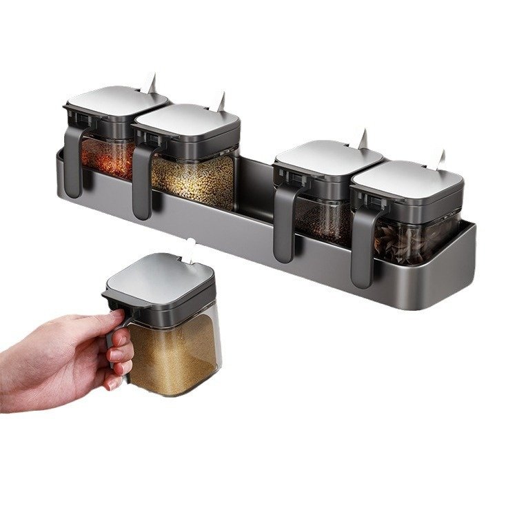 枪灰厨房置物架免打孔壁挂式刀架调料架佐料调料盒多功能收纳架子,厨房/烹饪用具,调料置物架,淘宝优惠券,粉丝福利购,淘宝优惠卷