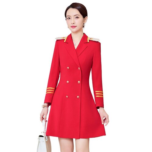 军鼓队演出服女春夏红色连衣裙套装大合唱团服装红色喜庆迎宾礼仪