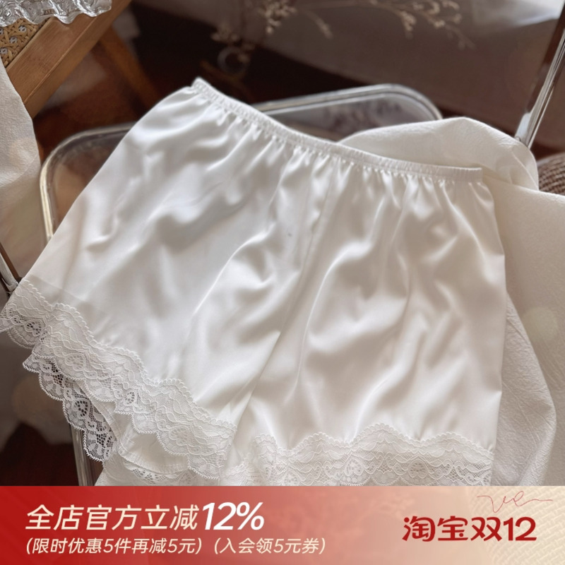 冰丝安全裤夏季薄款蕾丝边防走光女生打底裤三分裤打底裤家居短裤