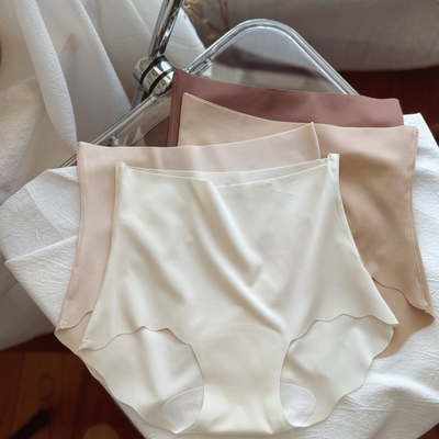 粉底液隐形内裤女~lulu无痕超薄高腰收腹冰丝A类纯棉裆肤色薄款夏