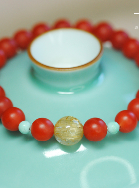 十目珠宝原创天然保山南红手串