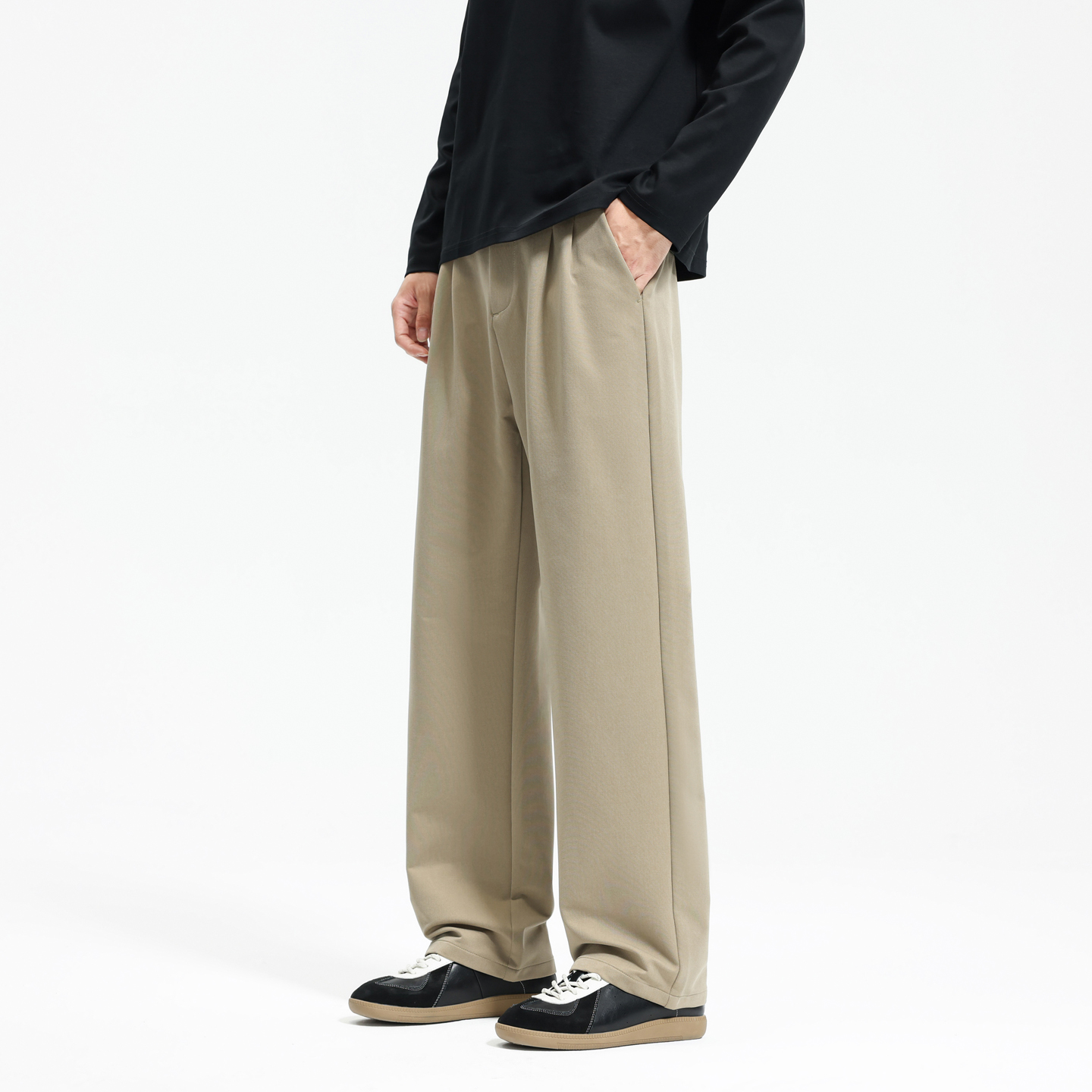 黑色西装裤高腰显瘦窄版直筒裤男