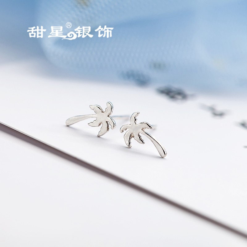 甜星银饰养耳洞耳钉通体s925纯银小鹿椰子树嘴唇网红爆款耳环促销