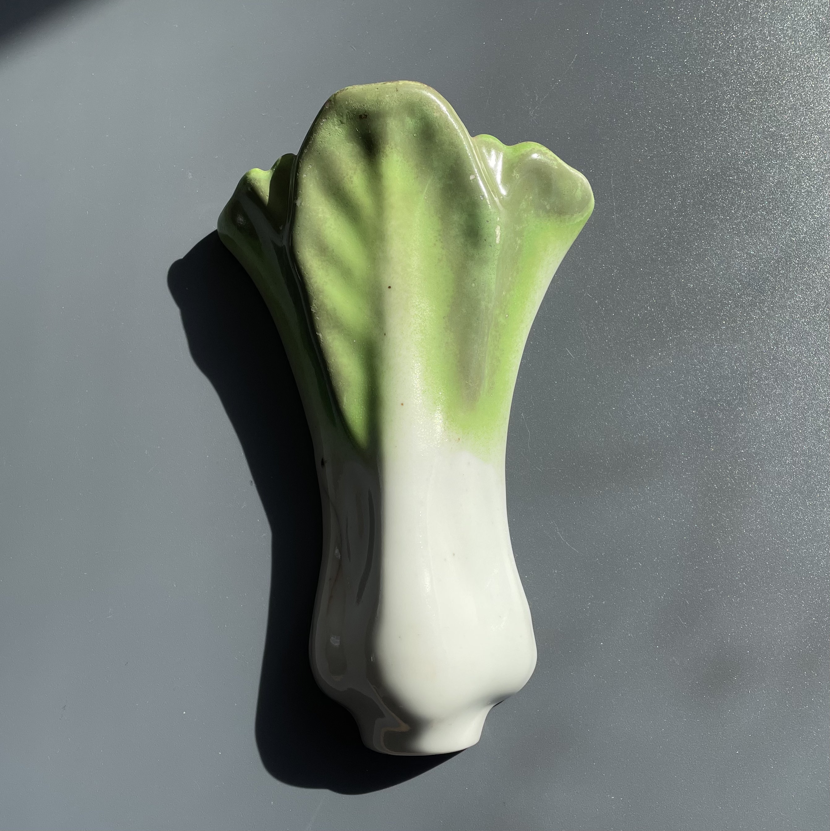 民国时期绿釉白菜瓷器壁瓶文房摆件老物件收藏品古玩古董保真保老