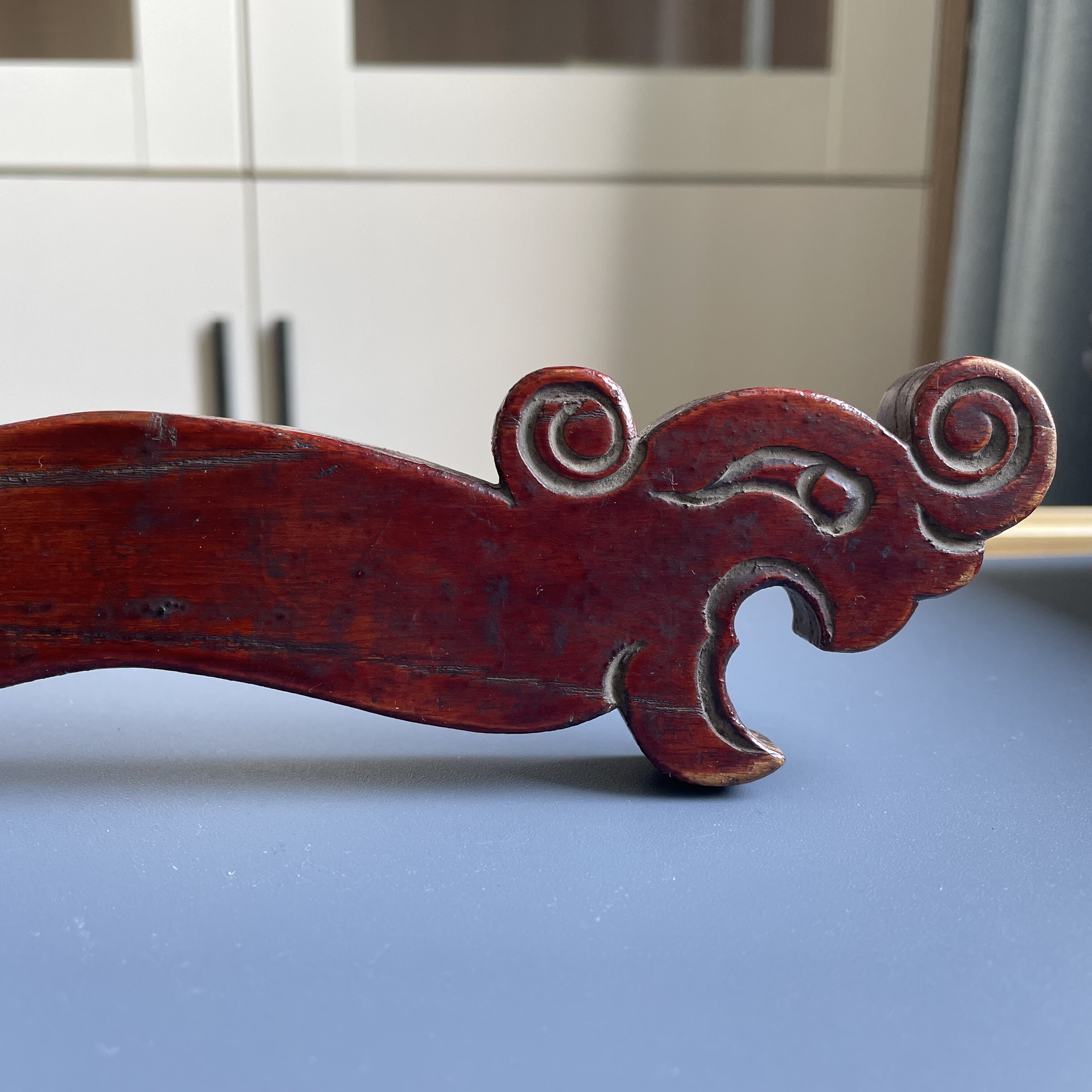 真品清代苏工老木雕榉木龙形提笼架鸟灯笼提杆大官箱撑杆保真保老