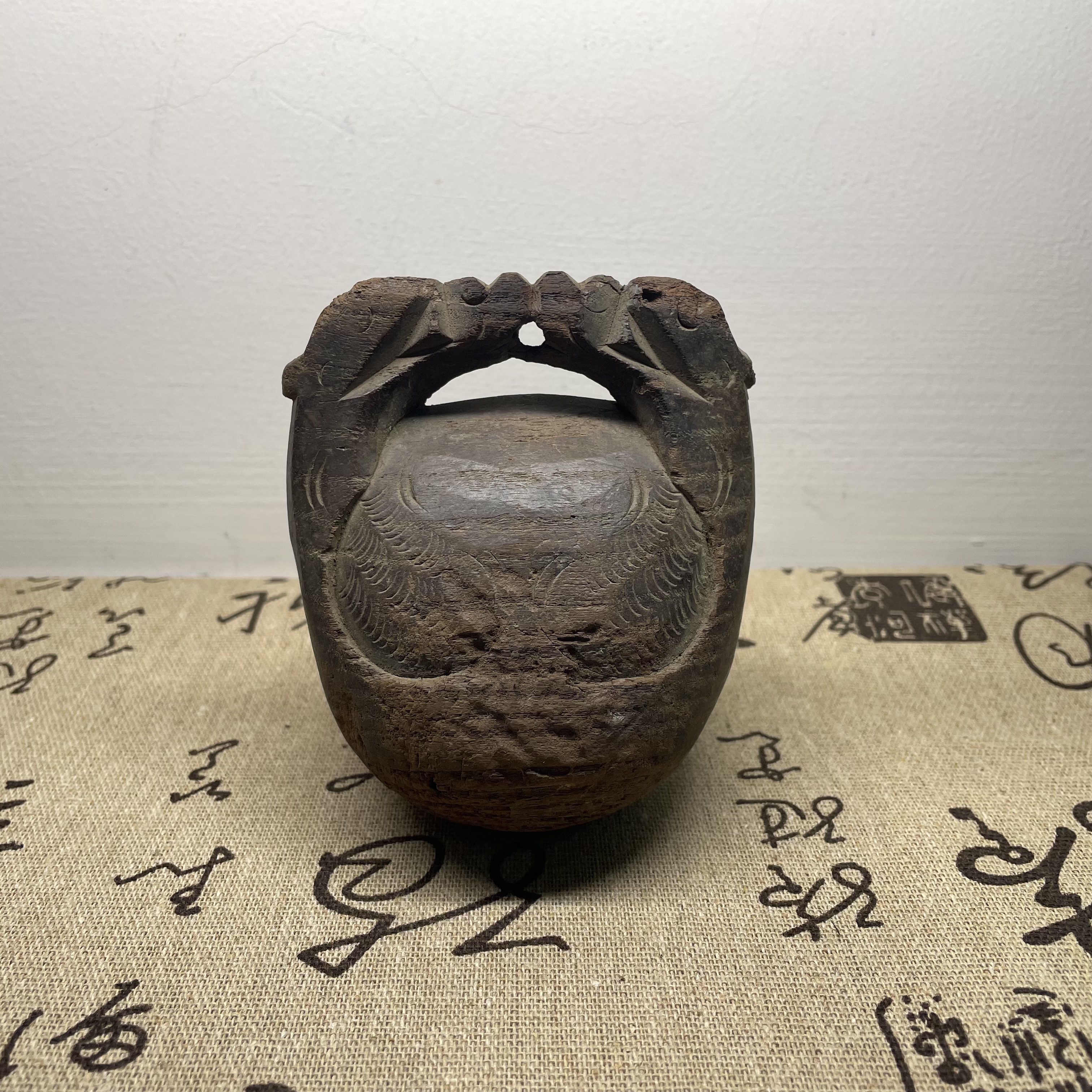 沧桑古朴清代雕花木鱼摆件木雕老物件收藏品古玩古董保真保老