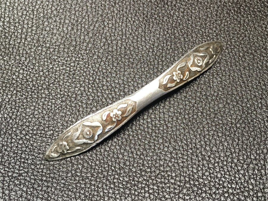 清代苏作江南名楼款许义昌錾刻花银双尖发簪老首饰银器古玩杂项