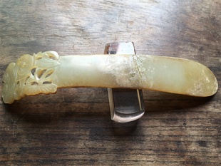 出土明清和田玉镂空如意扁方发簪开门高古老玉器工好寓意好保真老