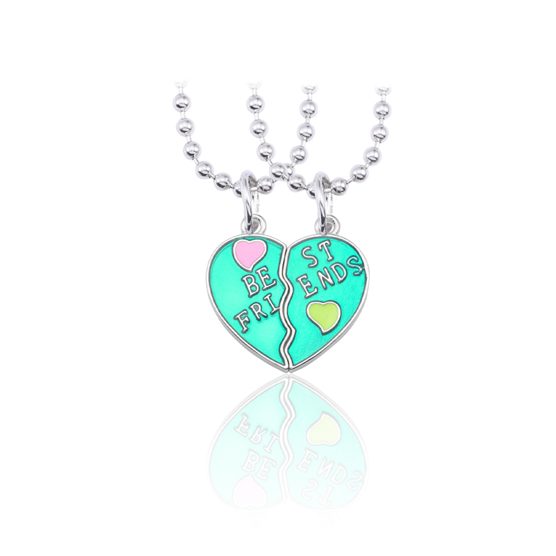 韩版设计好朋友双人爱心项链气质项圈情侣锁子闺蜜女拼接吊坠