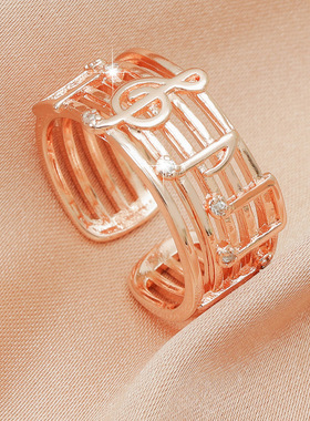 日韩in音乐符号戒指吉他镂空潮流