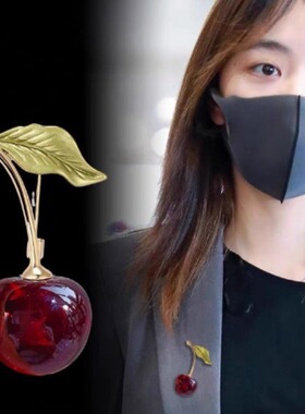 红樱桃胸针男女西装礼服百搭配饰