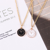 日韩简约学生圆盘时针项链百搭情侣时尚 定情信物短款 锁骨脖链礼物