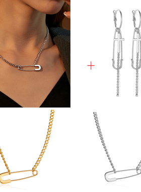 小众简约几何别针项链高级感女