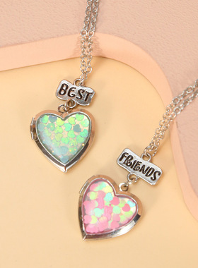 创意爱心相盒项链DIY照片框吊坠