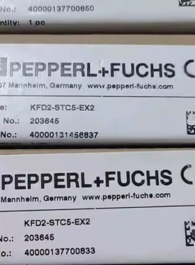 KFD2-STC5-EX2 倍加福双通道隔离栅订货号：203645传感器全新现货