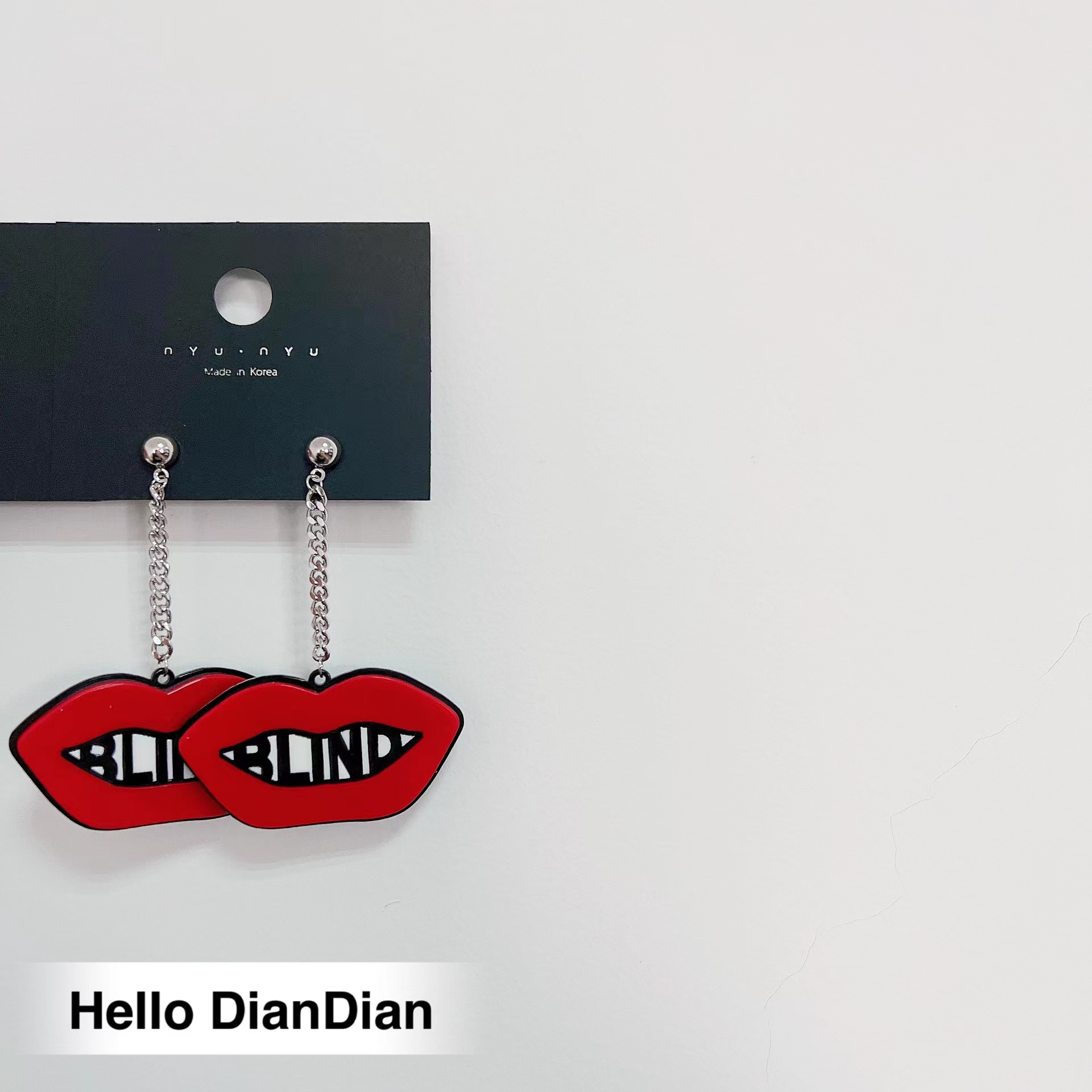 海边渡假夸张大红唇ins耳环