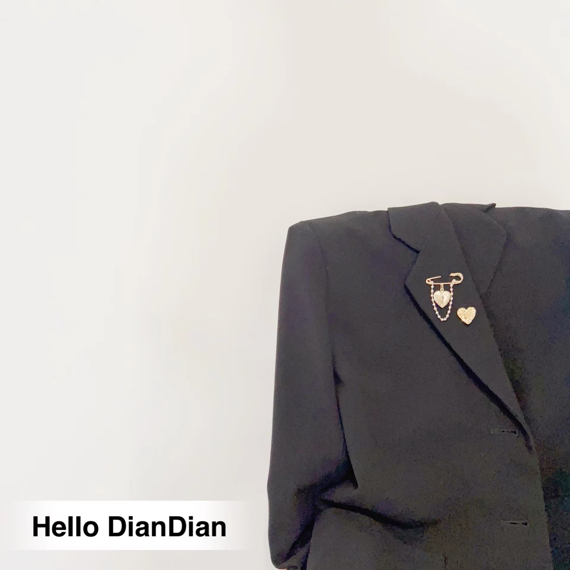 Hello DianDian 韩国小众设计风金属爱心珍珠挂坠百搭ins胸针组合