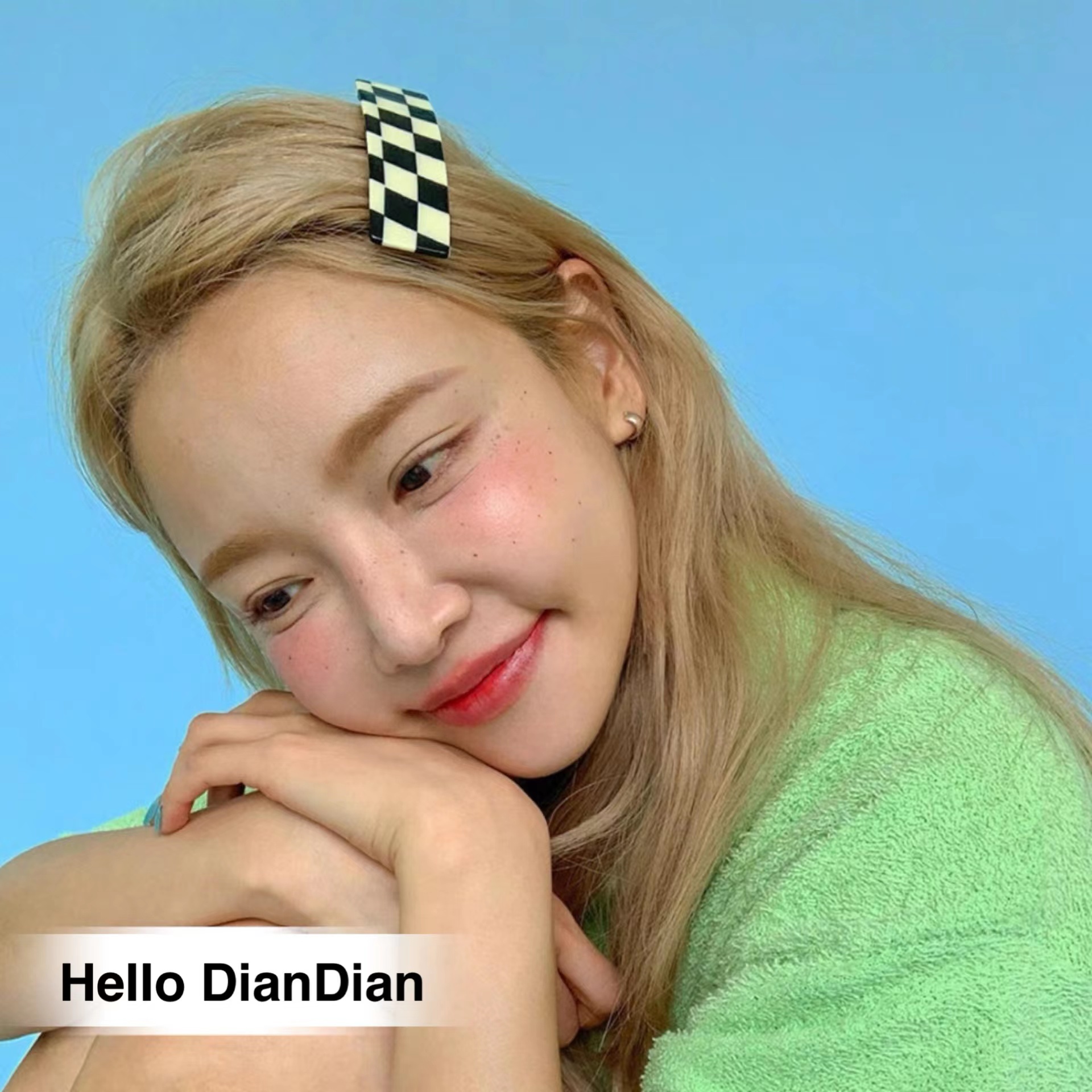 可爱少女黑白格子百搭网红发夹