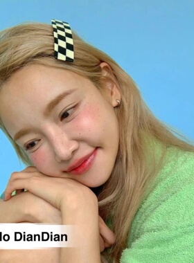 Hello DianDian 韩国小众设计师可爱少女黑白格子百搭ins网红发夹