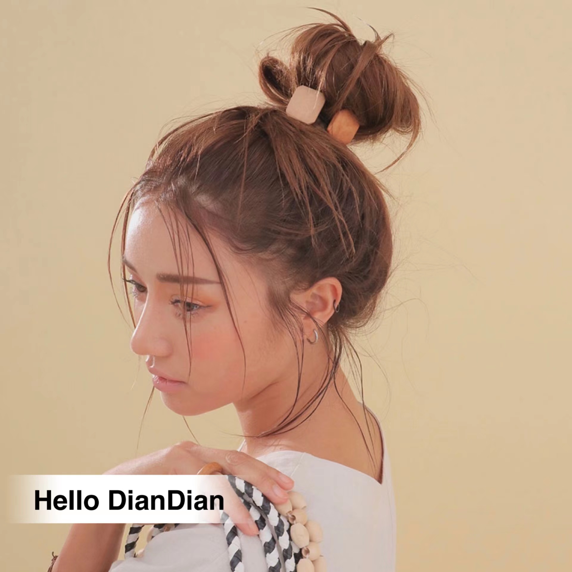 复古木质方形百搭气质简约发绳