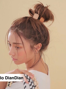 Hello DianDian 韩国小众设计师复古木质方形百搭气质简约发绳