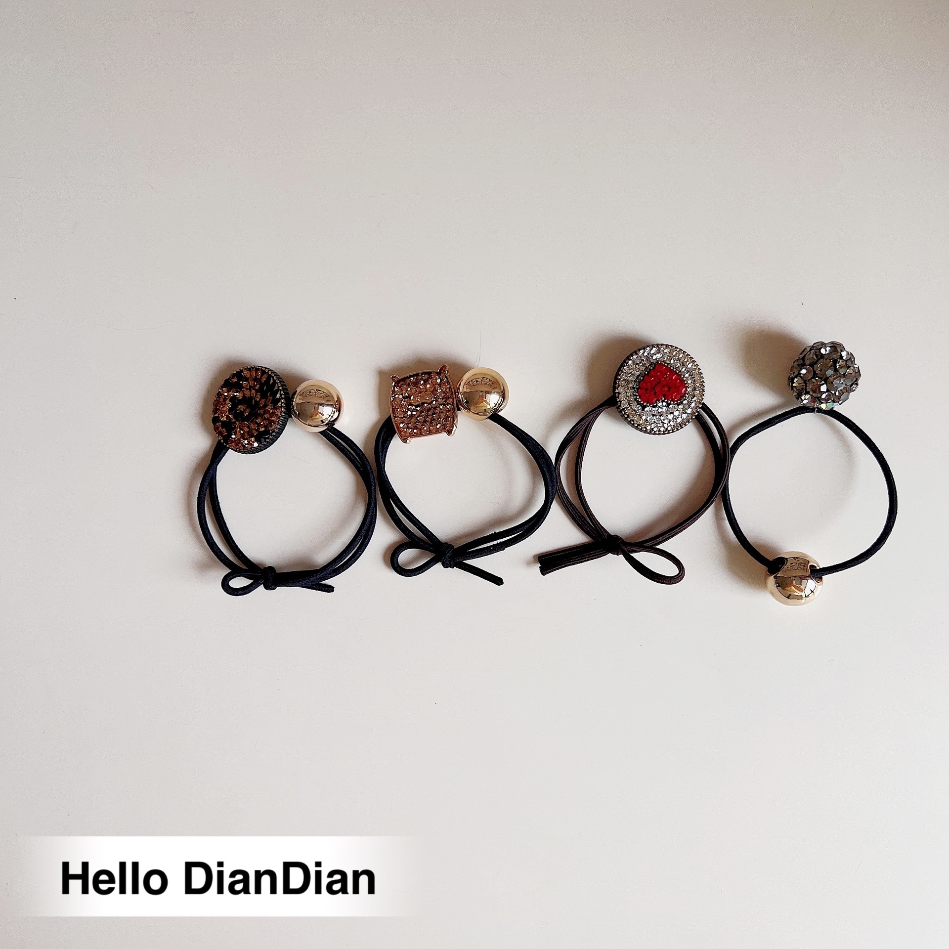 东大门小众设计水钻爱心橡皮筋