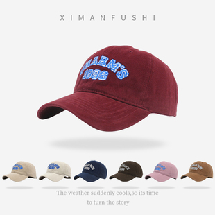 棒球帽女显脸小秋冬春季新品1896男女同款宽沿软顶鸭舌帽潮质量好