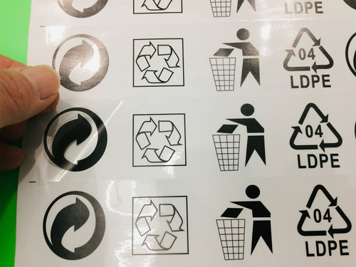 长款出口透明包装袋用04LDPE环保贴透明气泡包装用可回收标识贴纸