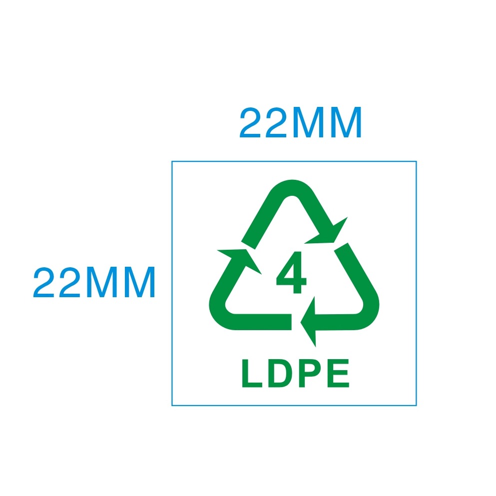 气泡袋、塑料袋用白底绿色4LDPE环保标贴LDPE可循环标1080个/30元