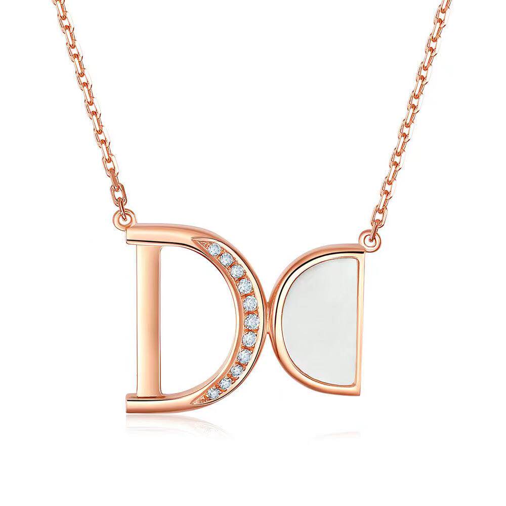 18k金钻石项链au750玫瑰金梦想履行钻石贝母套链女情人节圣诞节礼