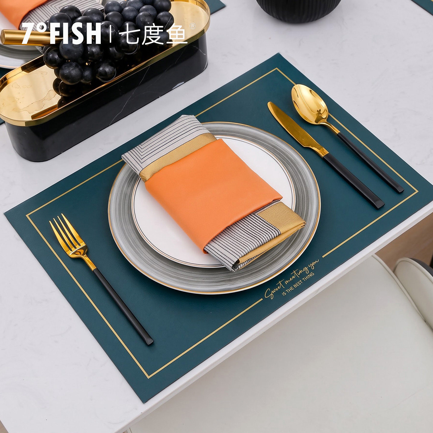 皮革西餐垫隔热垫防水防油餐桌垫高级感酒店免洗轻奢餐具餐盘子垫