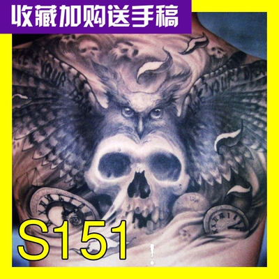 纹身手稿素材骷髅图片图案水彩水墨画佛死神岸界刺青花臂满背S151